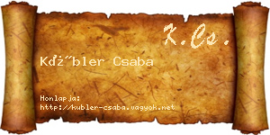 Kübler Csaba névjegykártya